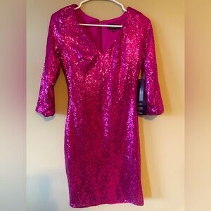 NWT LULUS hot pink sequin dress